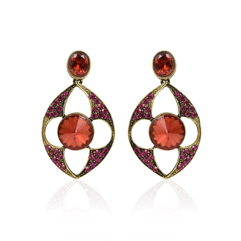 Buy Pink traditional earrings for women | CZ stone | Indian earrings | cast  jewelry| Rose pink earrings| silver pink earrings | Imitation jewelry |  artificial jewelry | dark pink stone earrings at Amazon.in
